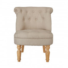 Load image into Gallery viewer, buttoned scroll back chair beige fabric