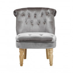 plush velvet buttoned scroll back chair