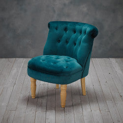 plush velvet buttoned scroll back chair teal