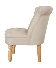 Load image into Gallery viewer, buttoned scroll back chair beige fabric